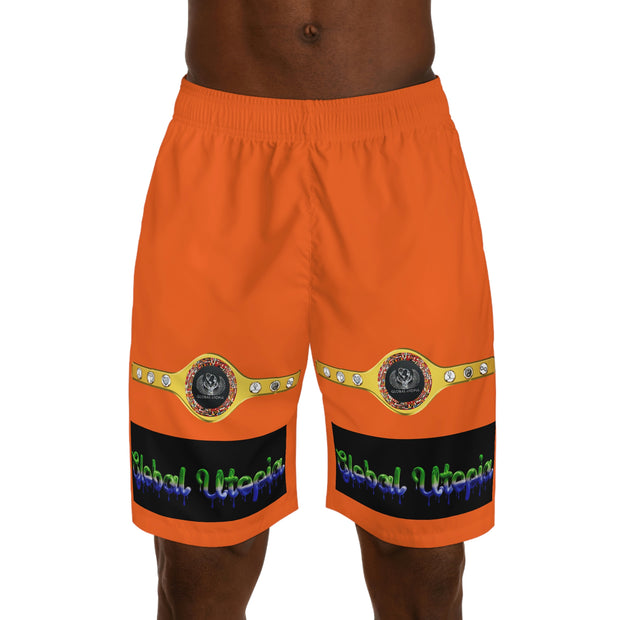 GLOBAL UTOPIA ORANGE: Jogger Shorts (AOP)