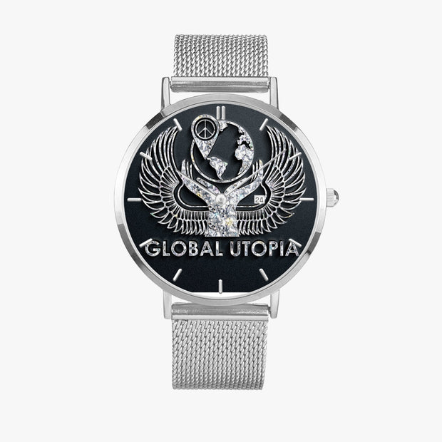 GLOBAL UTOPIA EMERALD: 168. Stainless Steel Perpetual Calendar Quartz Watch (With Indicators)