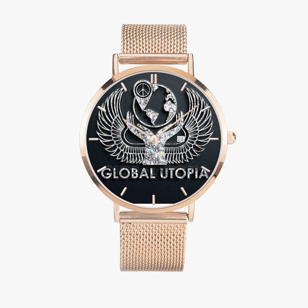 GLOBAL UTOPIA EMERALD: 168. Stainless Steel Perpetual Calendar Quartz Watch (With Indicators)