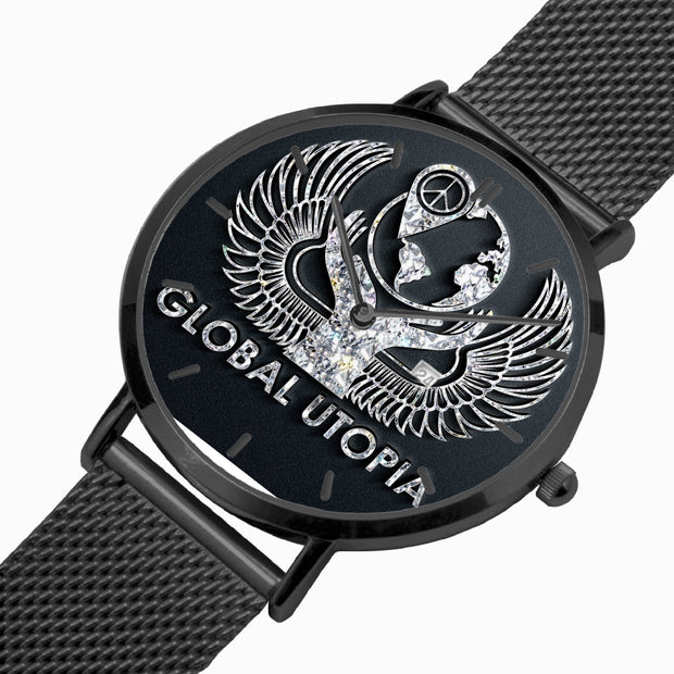GLOBAL UTOPIA EMERALD: 168. Stainless Steel Perpetual Calendar Quartz Watch (With Indicators)
