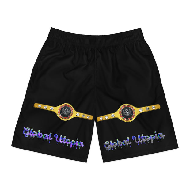 GLOBAL UTOPIA BLACK: Jogger Shorts (AOP)