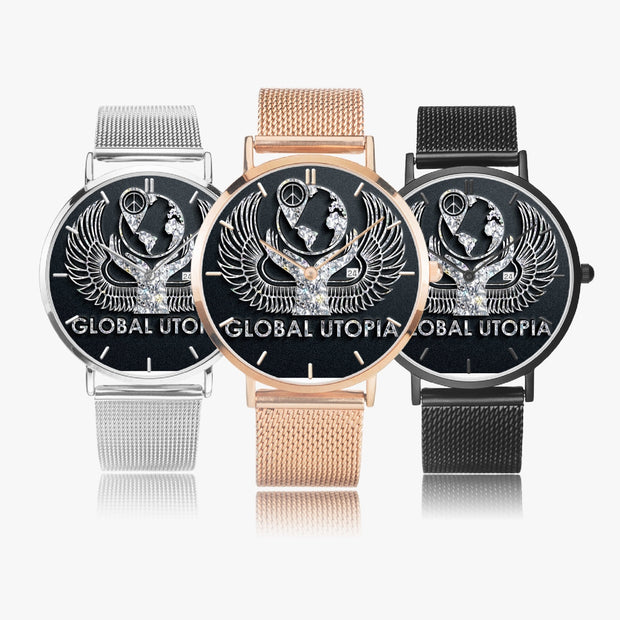 GLOBAL UTOPIA EMERALD: 168. Stainless Steel Perpetual Calendar Quartz Watch (With Indicators)