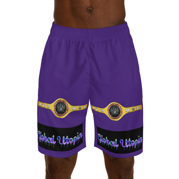 GLOBAL UTOPIA PURPLE: Jogger Shorts (AOP)