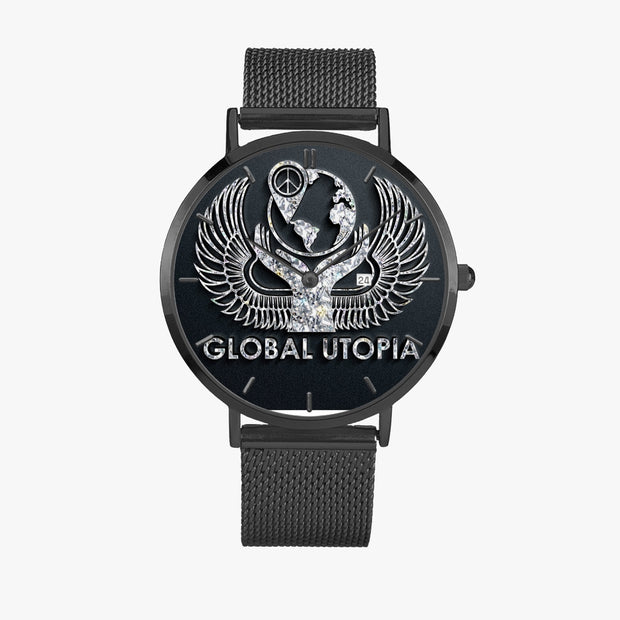 GLOBAL UTOPIA EMERALD: 168. Stainless Steel Perpetual Calendar Quartz Watch (With Indicators)