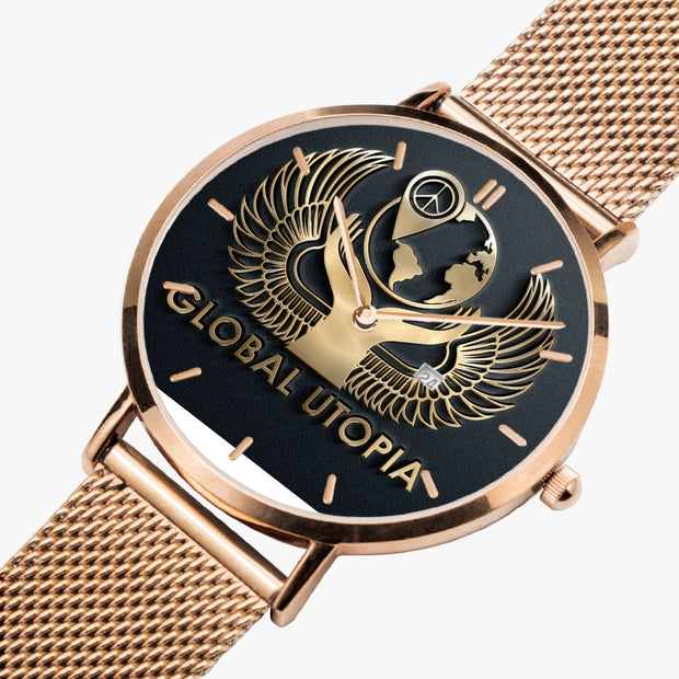 GLOBAL UTOPIA 168. Stainless Steel Perpetual Calendar Quartz Watch (With Indicators)
