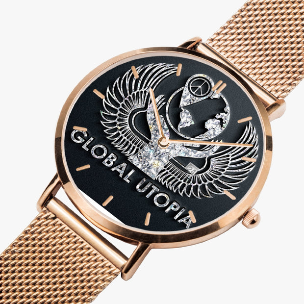 GLOBAL UTOPIA EMERALD: 168. Stainless Steel Perpetual Calendar Quartz Watch (With Indicators)