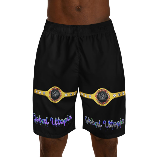 GLOBAL UTOPIA BLACK: Jogger Shorts (AOP)