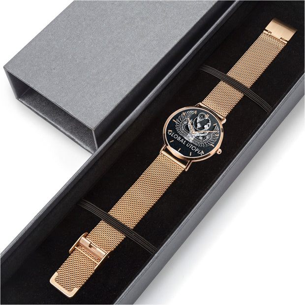 GLOBAL UTOPIA EMERALD: 168. Stainless Steel Perpetual Calendar Quartz Watch (With Indicators)
